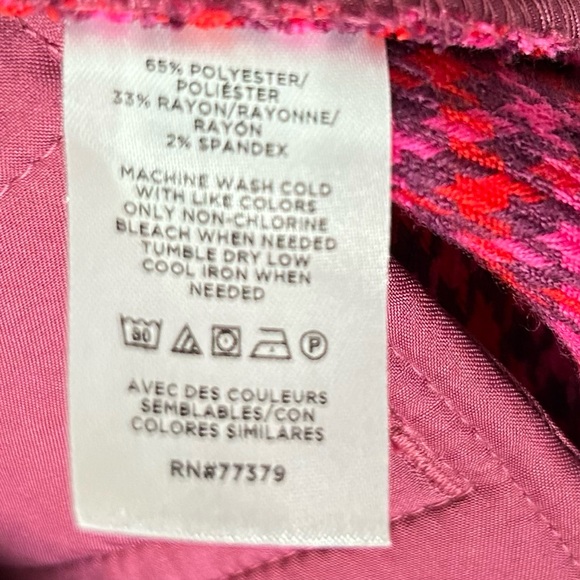 Ann Taylor Sophia Pants Size 14 Pink Red Purple Houndstooth Stetchy Classic - Picture 10 of 12